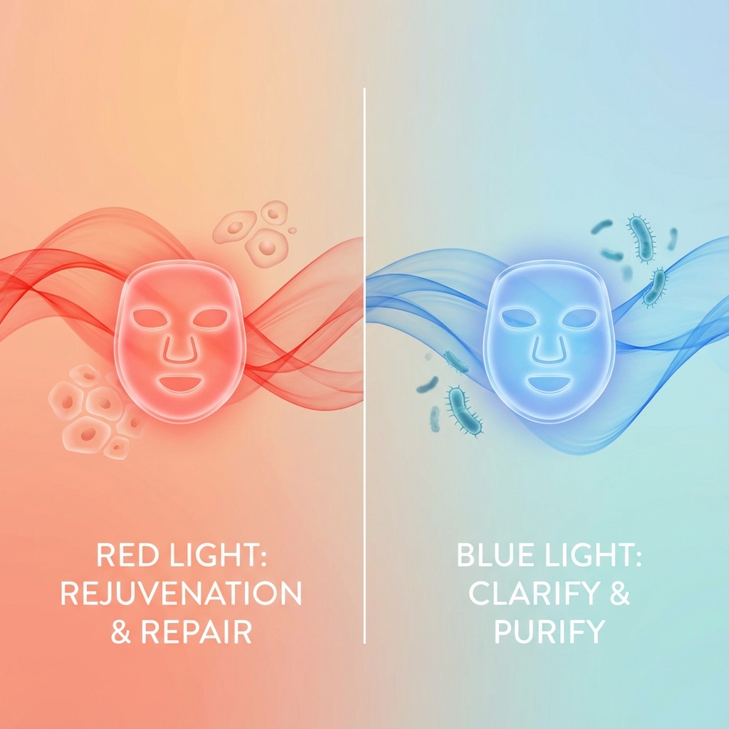 Conceptual comparison of LED light therapy wavelengths